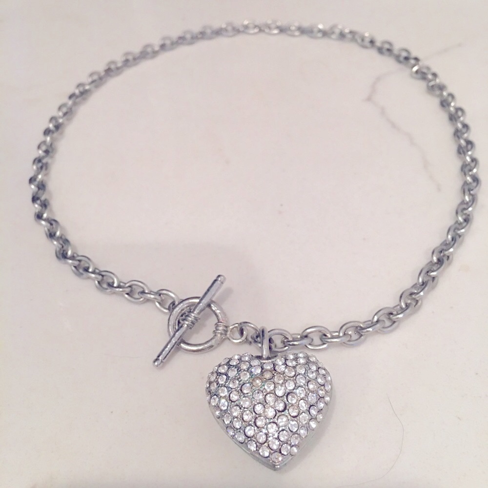 Sparkling Silver Heart Necklace with Crystal Pavé - Picture 6 of 11